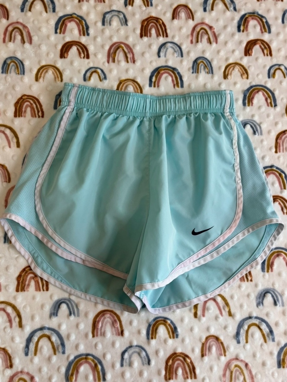 Nike Women's Aqua Athletic Running Shorts with White Trim